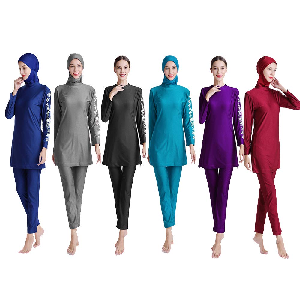 Muslimisches Badeanzug für Damen, voller Anzug, Übergröße, Burkini islamischer bescheidener Druck