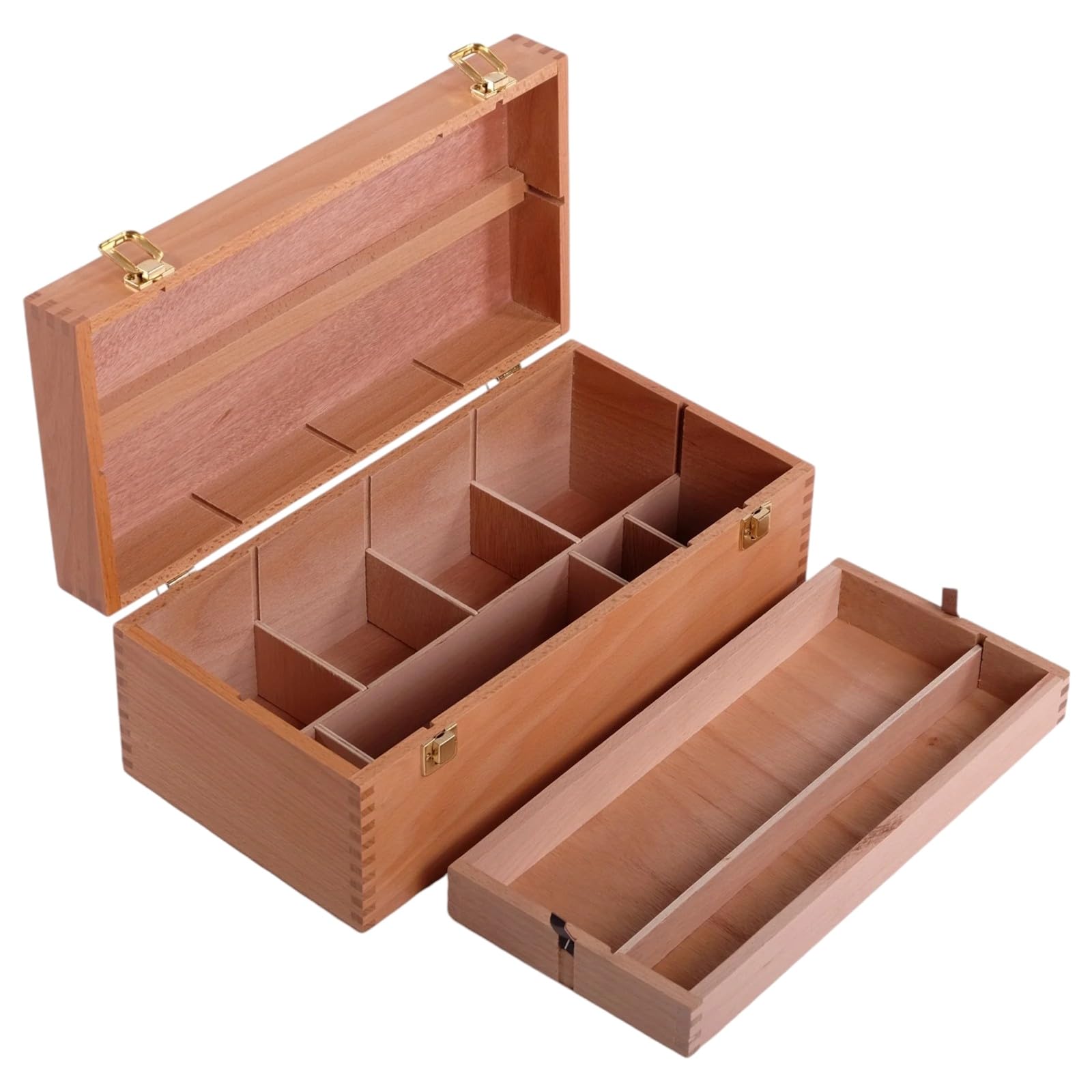Art-Star Boîte à ustensiles | 40 cm, Bois de hêtre | boîte à pinceaux, boîte à Peinture, Coffret dartiste en Bois, de Rangement, boîte de tri, à Couture, à Outils