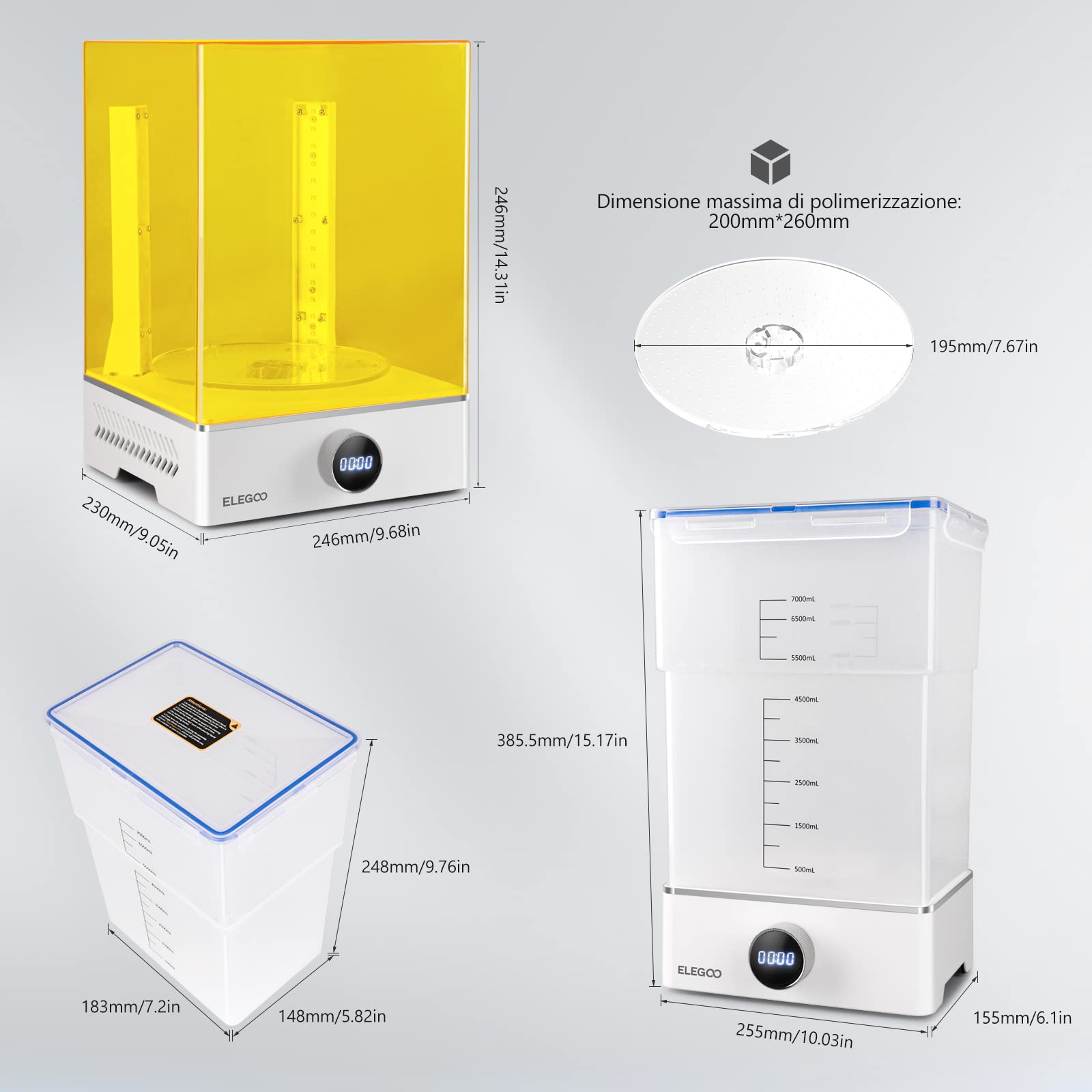 ELEGOO Mercury X Bundle con Stazione di Lavaggio Separata e Stazione di Polimerizzazione per Stampante 3D Resina di Grandi Dimensioni, Compatibile con Stampante 3D ELEGOO Saturn/Mars Serie