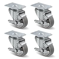 Vista 26 de Ruedas giratorias de 3.5 pulgadas, ruedas giratorias resistentes con freno, capacidad de carga de 1000 libras en total (2 frenos y 2 giratorios)