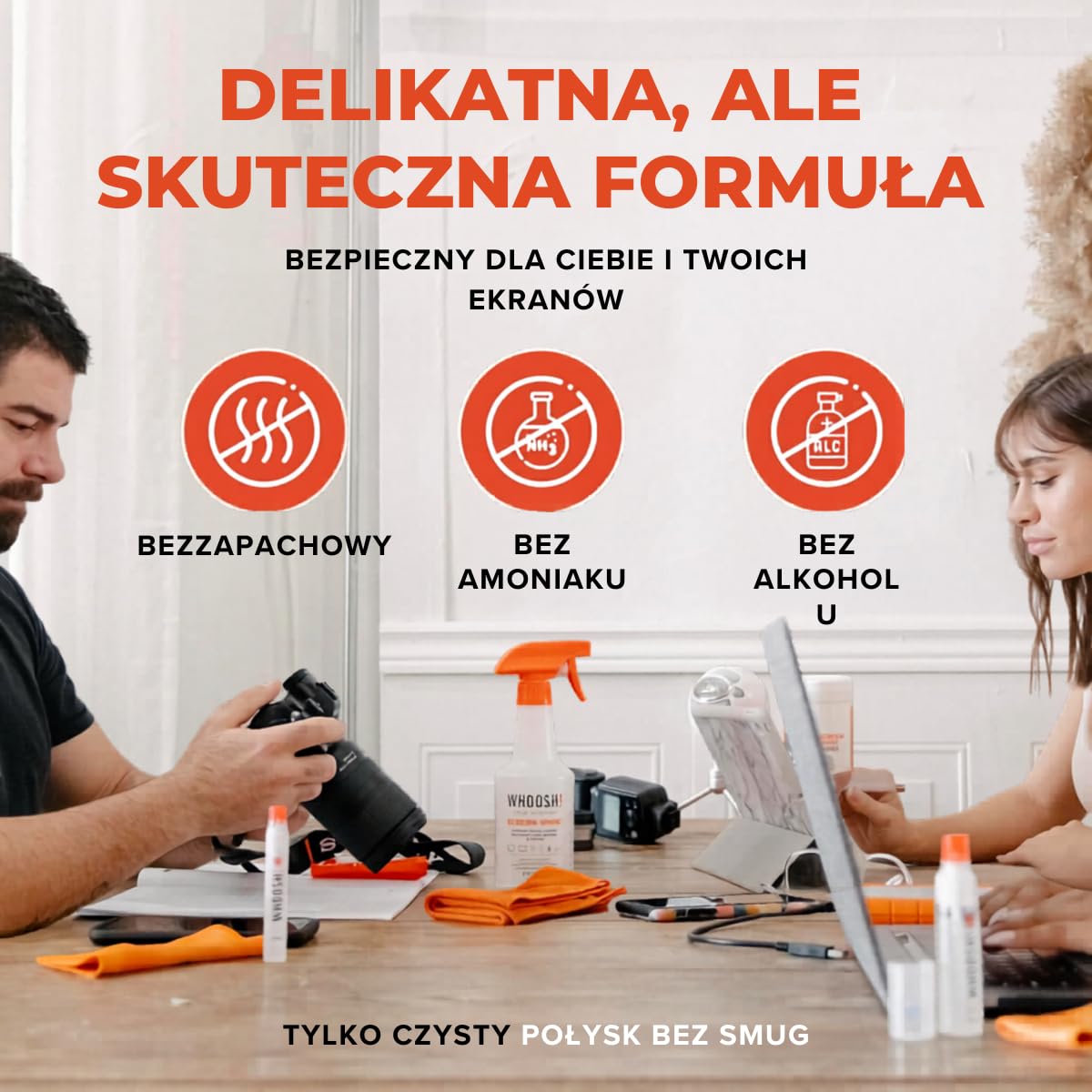 Zestaw do czyszczenia ekranu Aode WHOOSH! – najlepszy do smartfonów, iPadów, okularów, Kindle, LED, LCD i telewizorów – zawiera butelkę 28 ml + 2 ściereczki premium