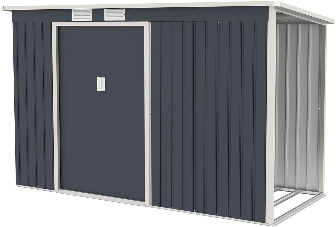 Juskys Metall Gerätehaus M 4m³ mit Pultdach, Schiebetür & Fundament