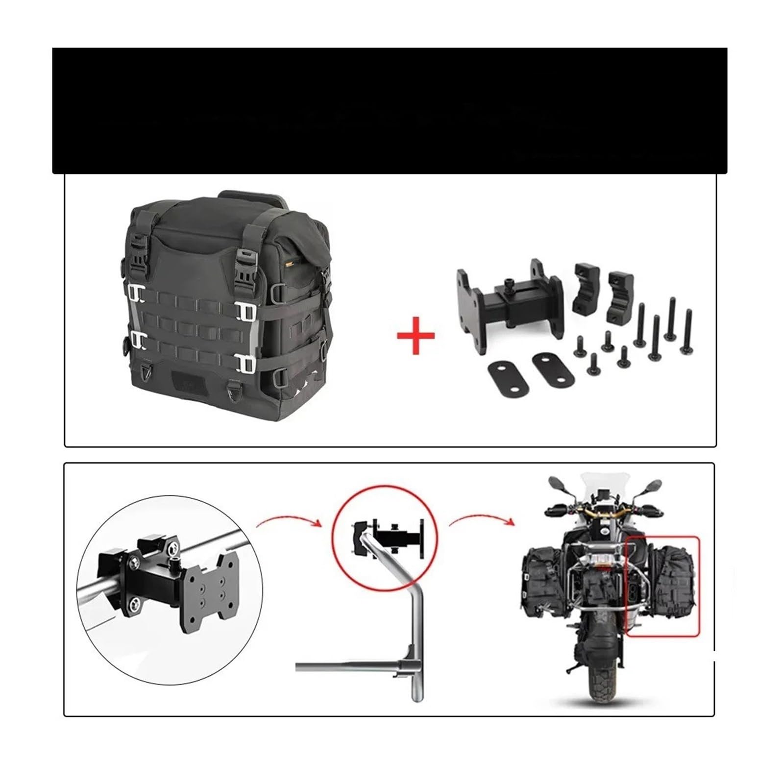 Borsa Posteriore Moto Borsa Laterale Per Moto Antifurto Foro Bloccaggio Molle Per Impermeabile 35 Litri Sgancio Rapido(1 Bag Add 1 EXTENDER)