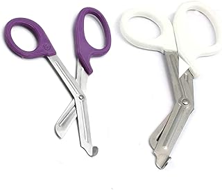 2 PCS (White & Purple) Paramedic Utility Bandage Trauma EMT EMS Shears Scissors 5.5 INCH Stainless Steel (PC Brand)