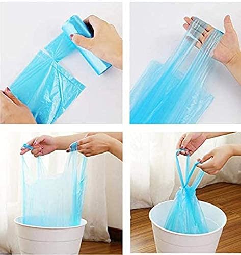 Miniatura 3 de 100 bolsas de basura de cocina azules de 4 galones con asas para baño, hogar y oficina (100 unidades, azul, 45 x 60)