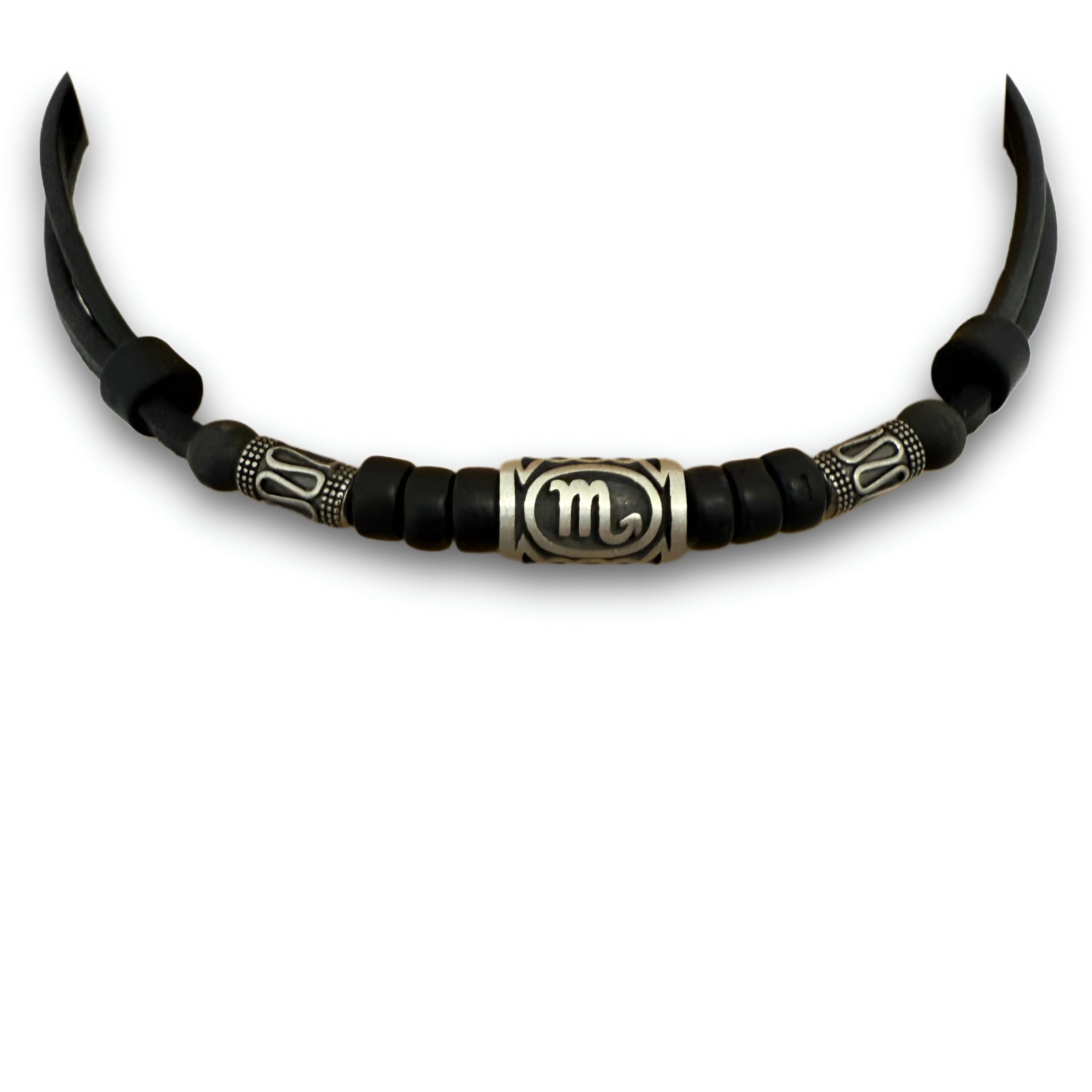 HANA LIMA Sternzeichenhalskette Lederkette Sternzeichen Halskette Surferkette Tierkreiszeichen Horoskop verstellbar (H - SKORPION / 24. Oktober - 22. November)