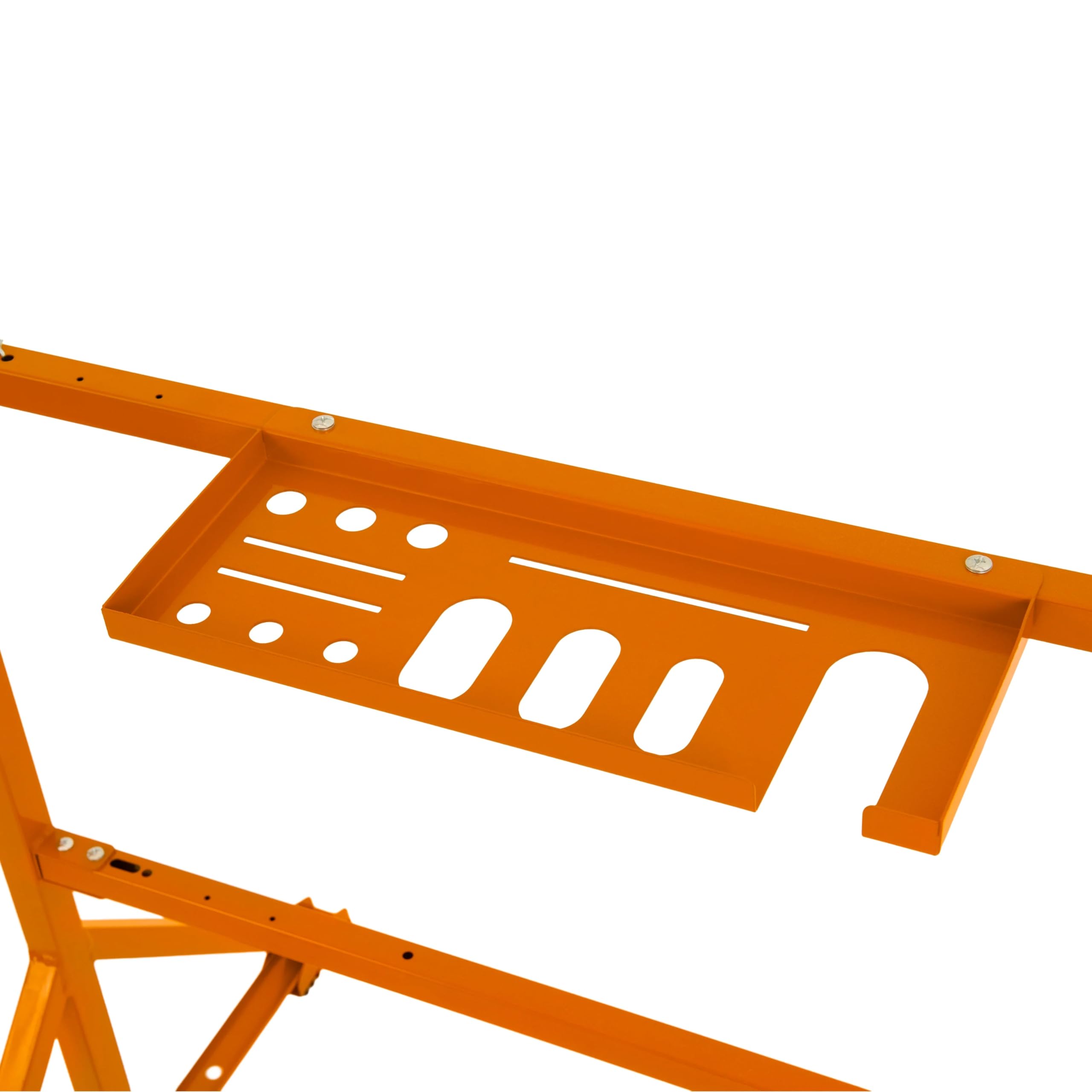 2 Supports Tréteaux de Maçon Chantier en Acier Portable Table Établi de Travail Hauteur Réglable 105,5 à 185,5 cm Pieds Antidérapants Capacité de Poids 200 kg [Crochets & Plateau Porte-Outils INCLUS]
