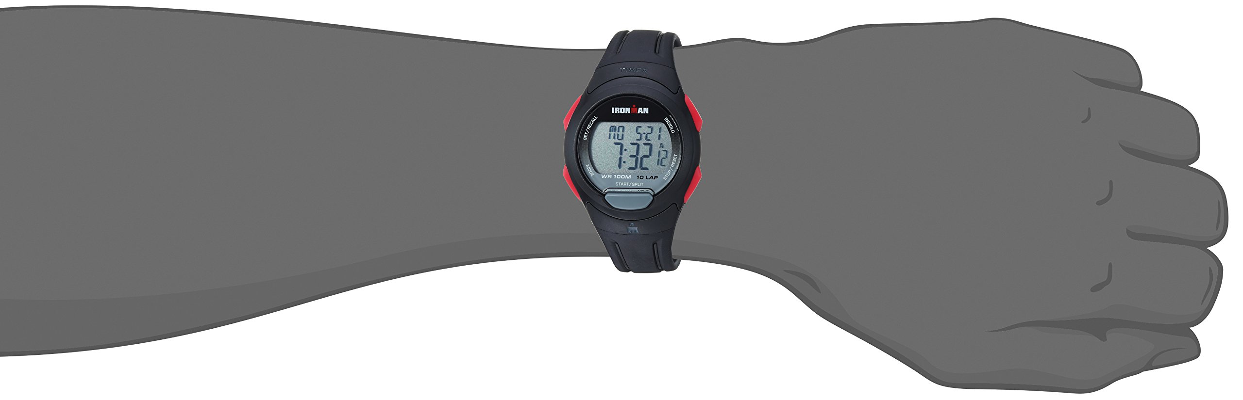 Timex Men's TW5M16400 Ironman Essential 10 Black/Red Resin Strap Watch