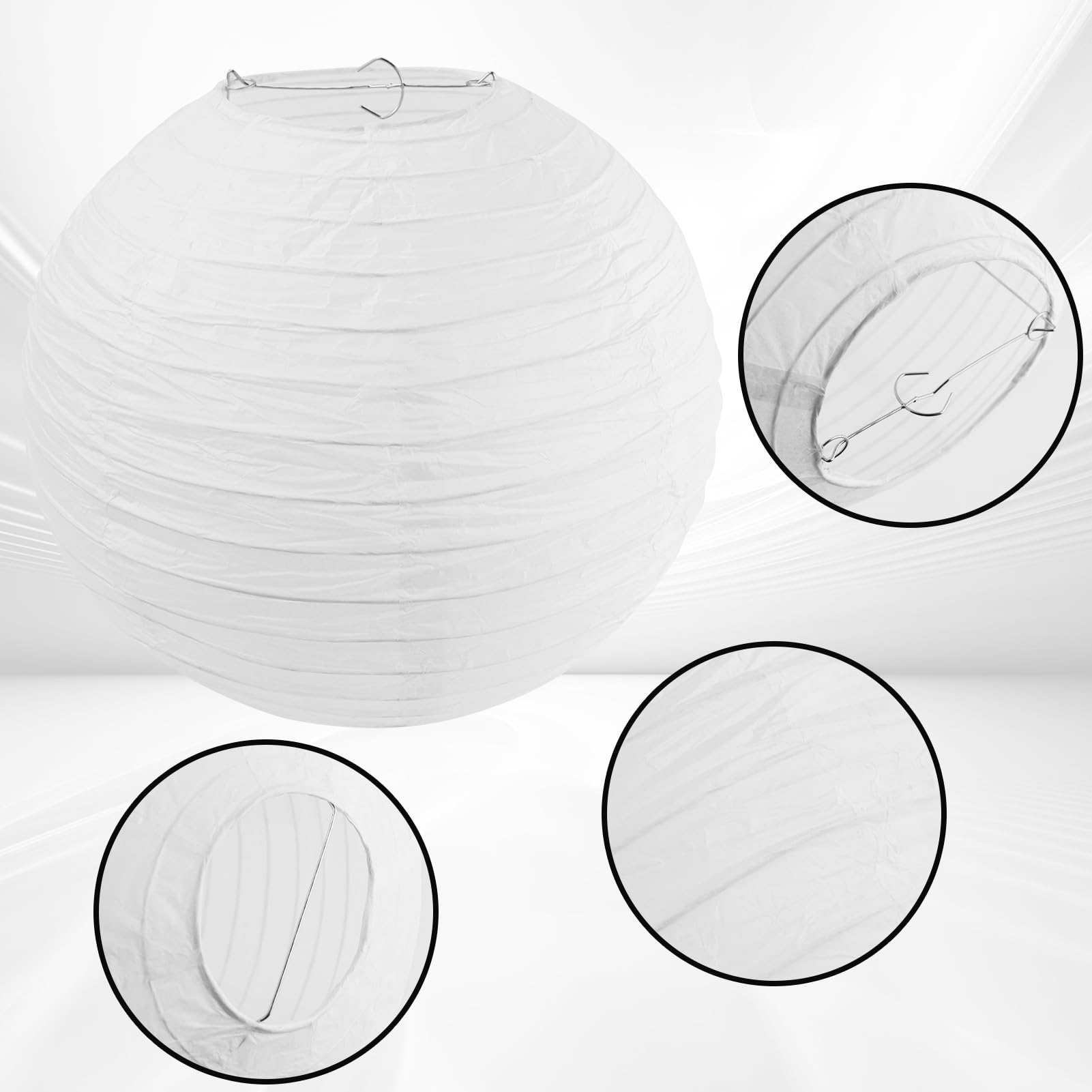 Lot De 6 Lanternes En Papier Blanc De 30 Cm - Décoration De Fête