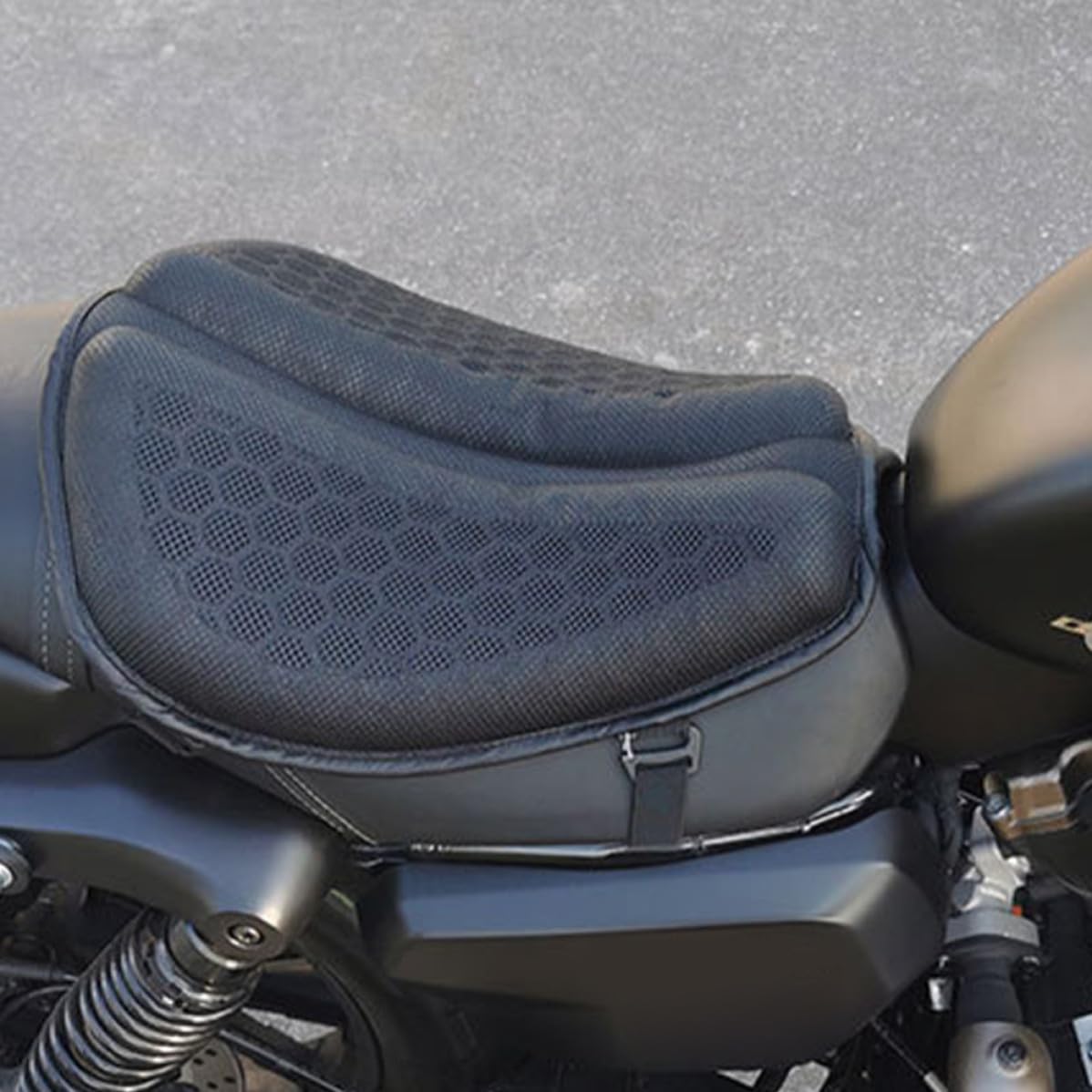Cuscino Sella Moto Riutilizzabile in Gel, Rete e Schiuma Nero