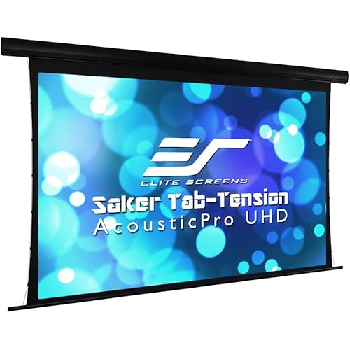 Elite Screens Saker Tab-Tension AcousticPro UHD Series, 135" Diagonal 16:9, 4K/8K Ultra HD Electric Sound Transparent Perforated Weave Drop Down Front Projector Screen, SKT135UH-E12-AUHD