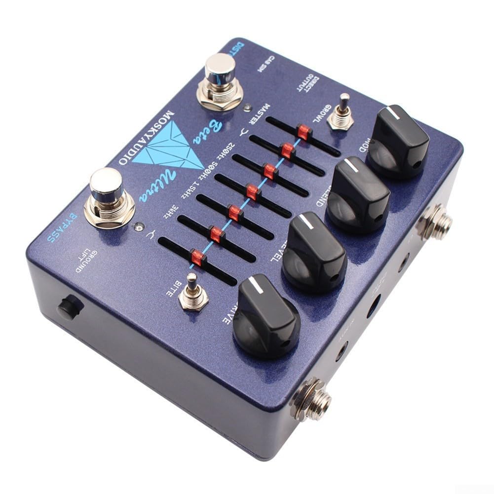 Spelonify Pedale di distorsione per basso con equalizzatore grafico a 6 bande, preamplificatore Overdrive Bass, amplificatore per cuffie per esercitazione, sim cabina diretta, unità effetti chitarra