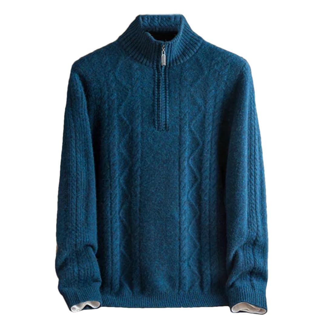 Vogrtcc Maglione Oversize da Uomo in Cashmere con Zip A Quarti da Lavoro Taglie Forti