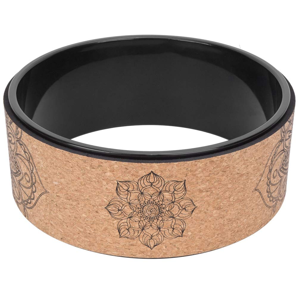 Gavigain Yoga Wheel, PU Rubber Yoga Wheel for Spine Stretching, Improved Flexibility & Mobility Yoga Fitness Wheel Bodybuilding Fitness Workout (Black Inner Ring)