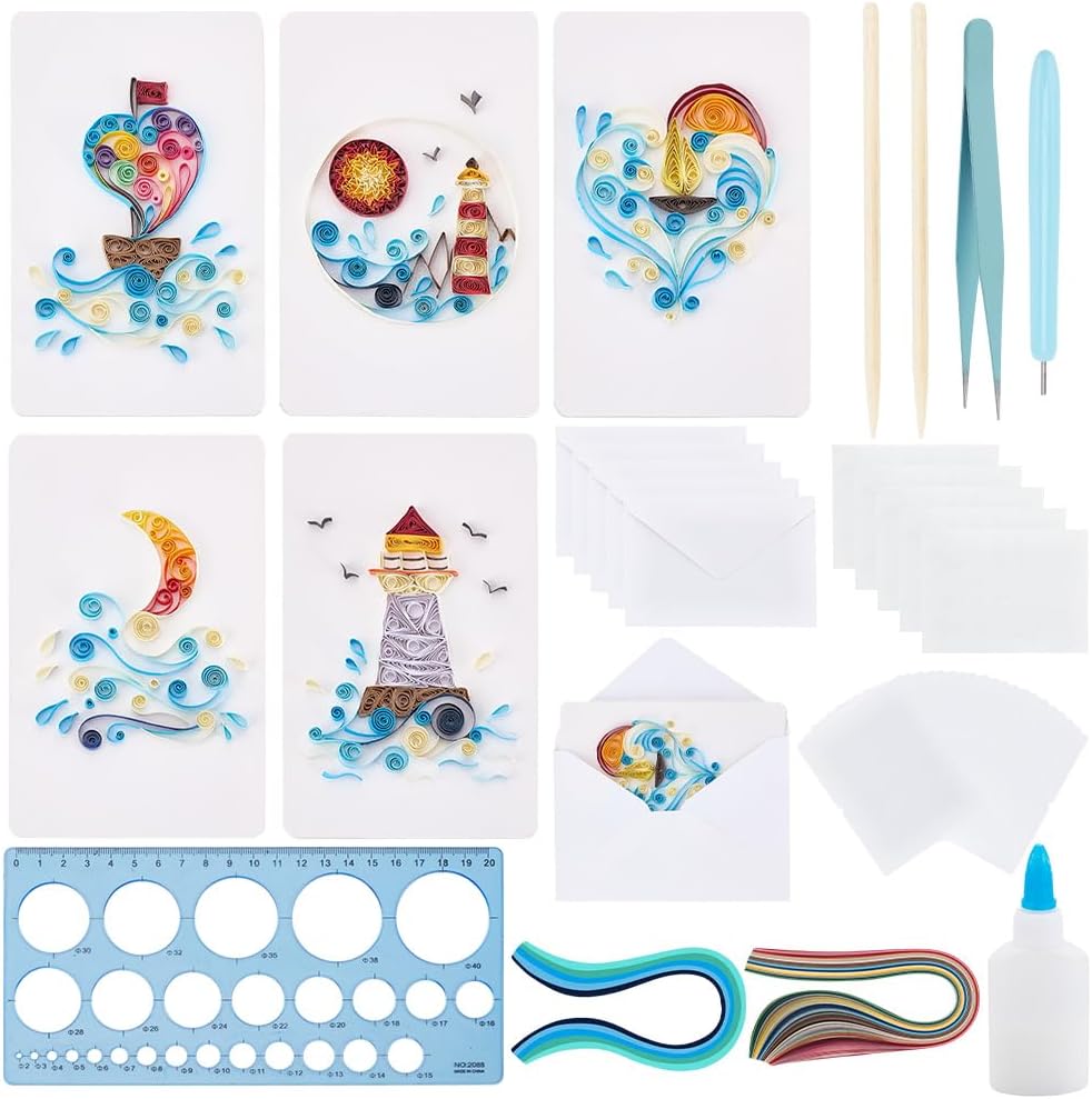 WEBEEDY ペーパークイリングキット 大人用 初心者向け 5スタイル 灯台