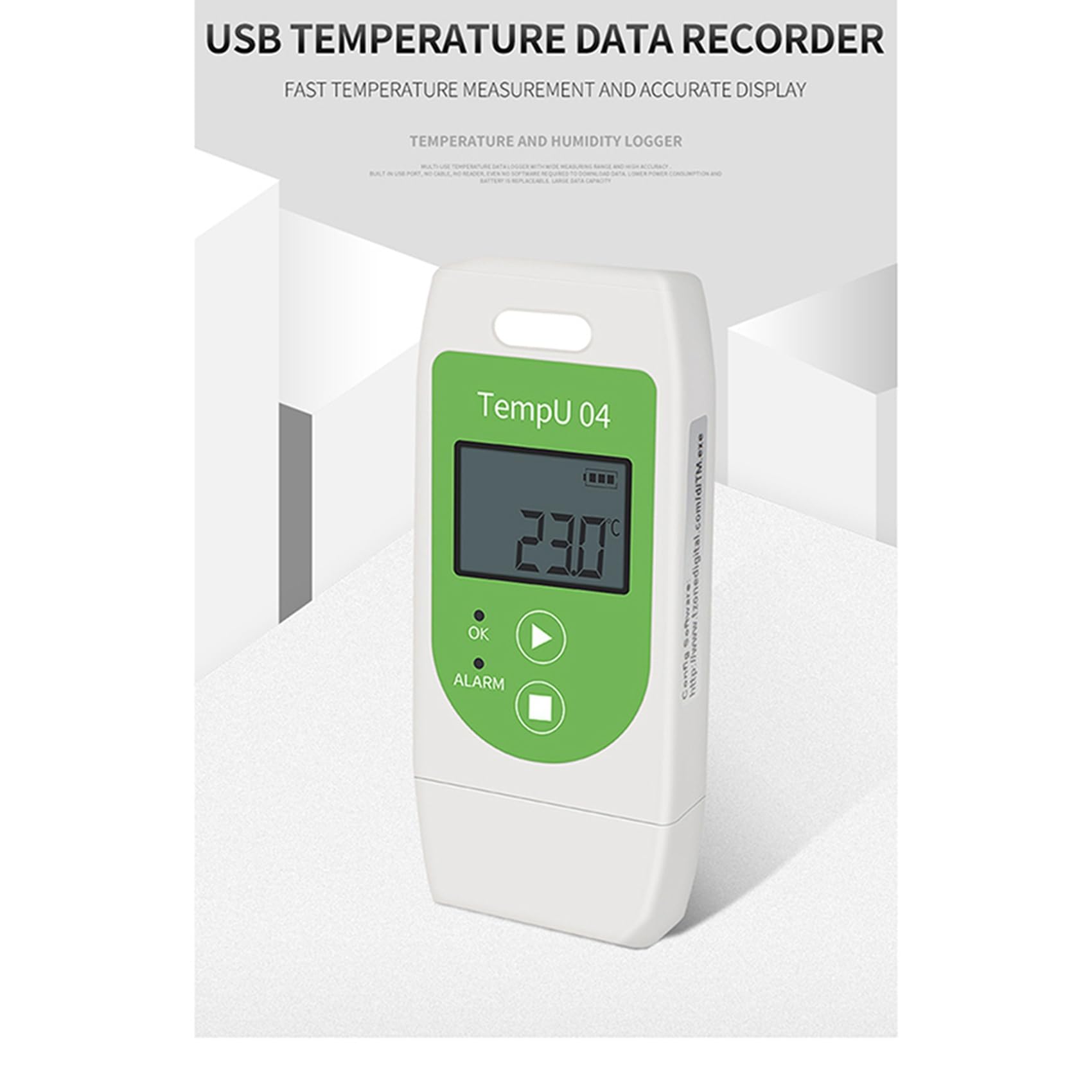 2X Registrador de Datos de Temperatura USB TempU04 con Capacidad de 32000 Puntos Registrador de Datos de Temperatura Reutilizable 30% de Descuento
