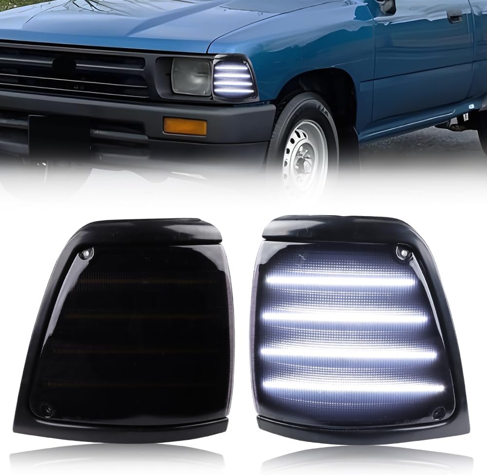 Front Parking Corner Side Marker Light Compatible with Toyo-ta Pickup 2WD 1992 1993 1994 1995, [DOT] Amber Turn Signal Marker Light, 1 Pair, Clear Lens