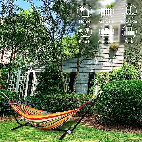 Anyoo Garden Cotton Hammock Comfortable Fabric Hammock With Spreader Bar Durable Hammock Up To 450Lbs Portable Lightweight Hammock With Travel Bag,Perfect For Camping Outdoor/Indoor Patio Backyard #TOP5