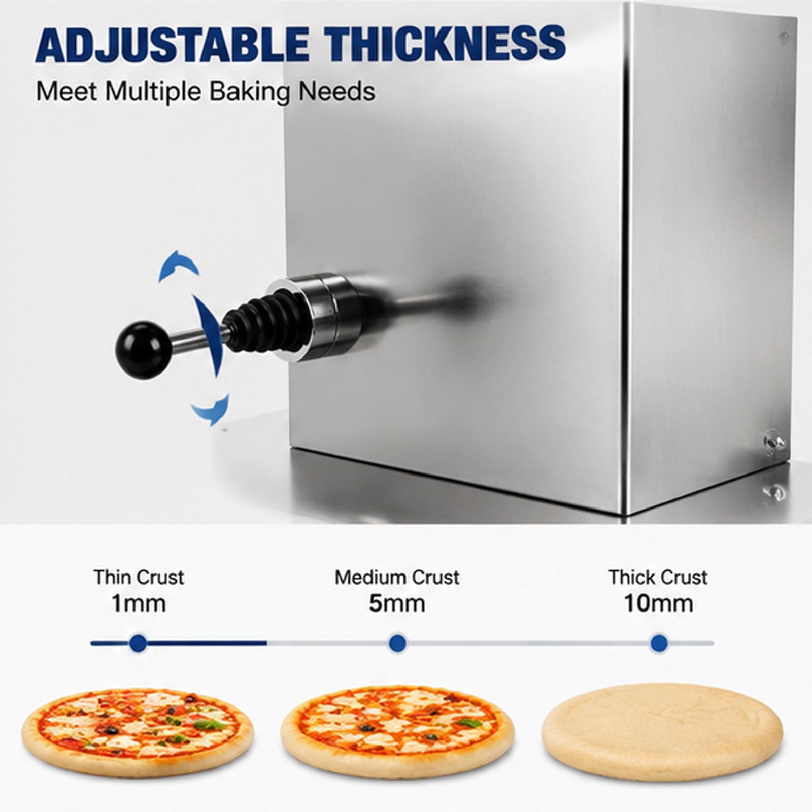 Maszyna do wyciskania ciasta na pizzę 8,6" Electric, Automatyczna maszynka do ciasta ze stali nierdzewnej, 400 szt./h, Maszynka do makaronu do piekarni, użytku domowego i komercyjnego