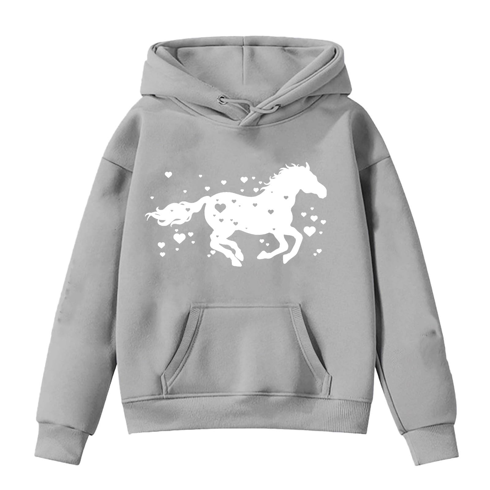 Sweat à Capuche Enfant Adulte Personnalisé Avec Nom Au Dos Vêtements Imprimés De Silhouette Cheval Cadeau Familial Pour Amateur D'Équitation - CALLIE