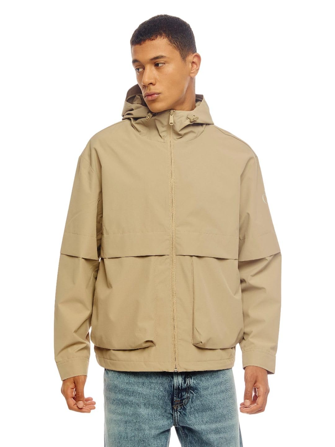 solid oversized fit polyester jacket