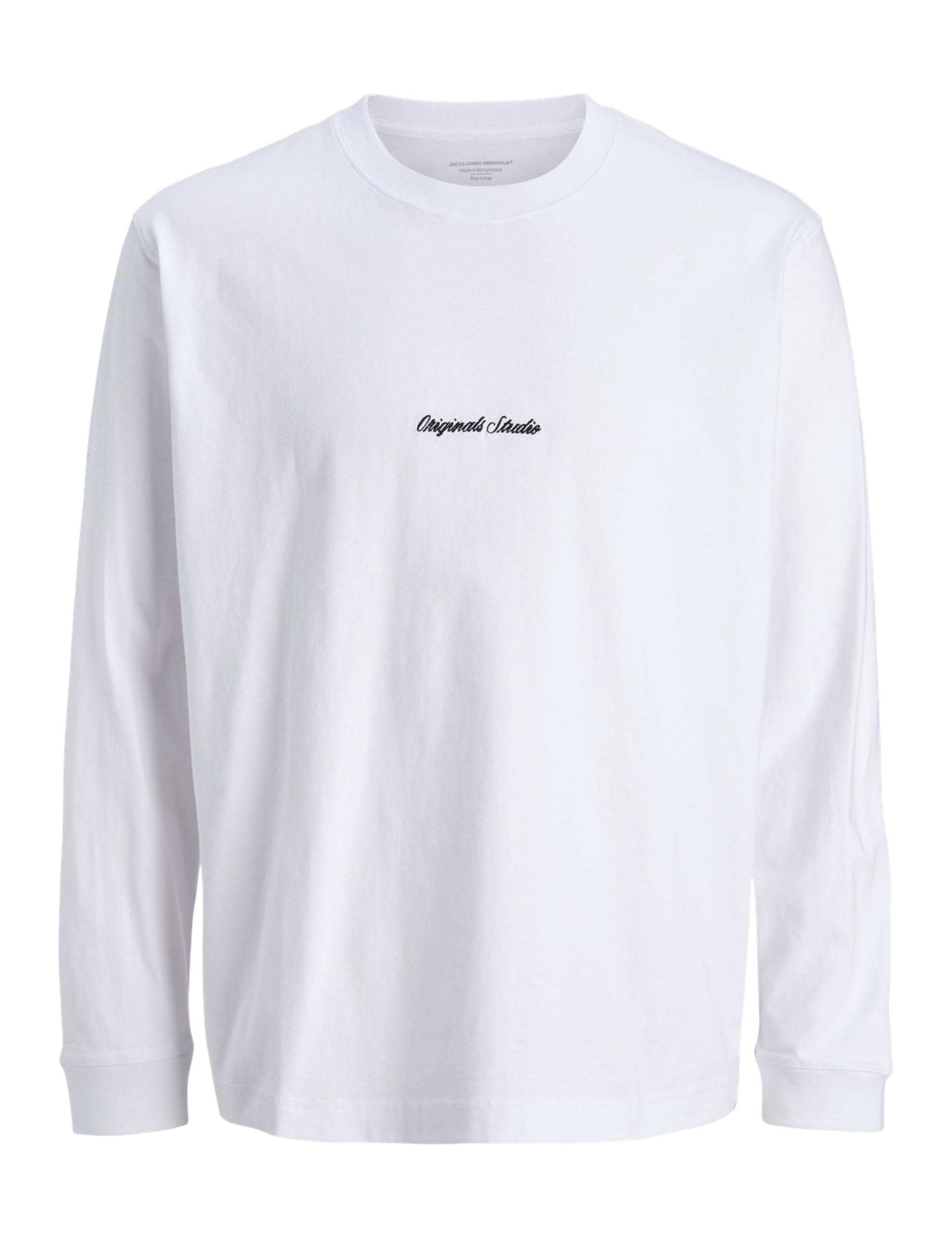 JACK & JONES Jornorrebro Emb Tee LS Crew Neck, Bright White, XS