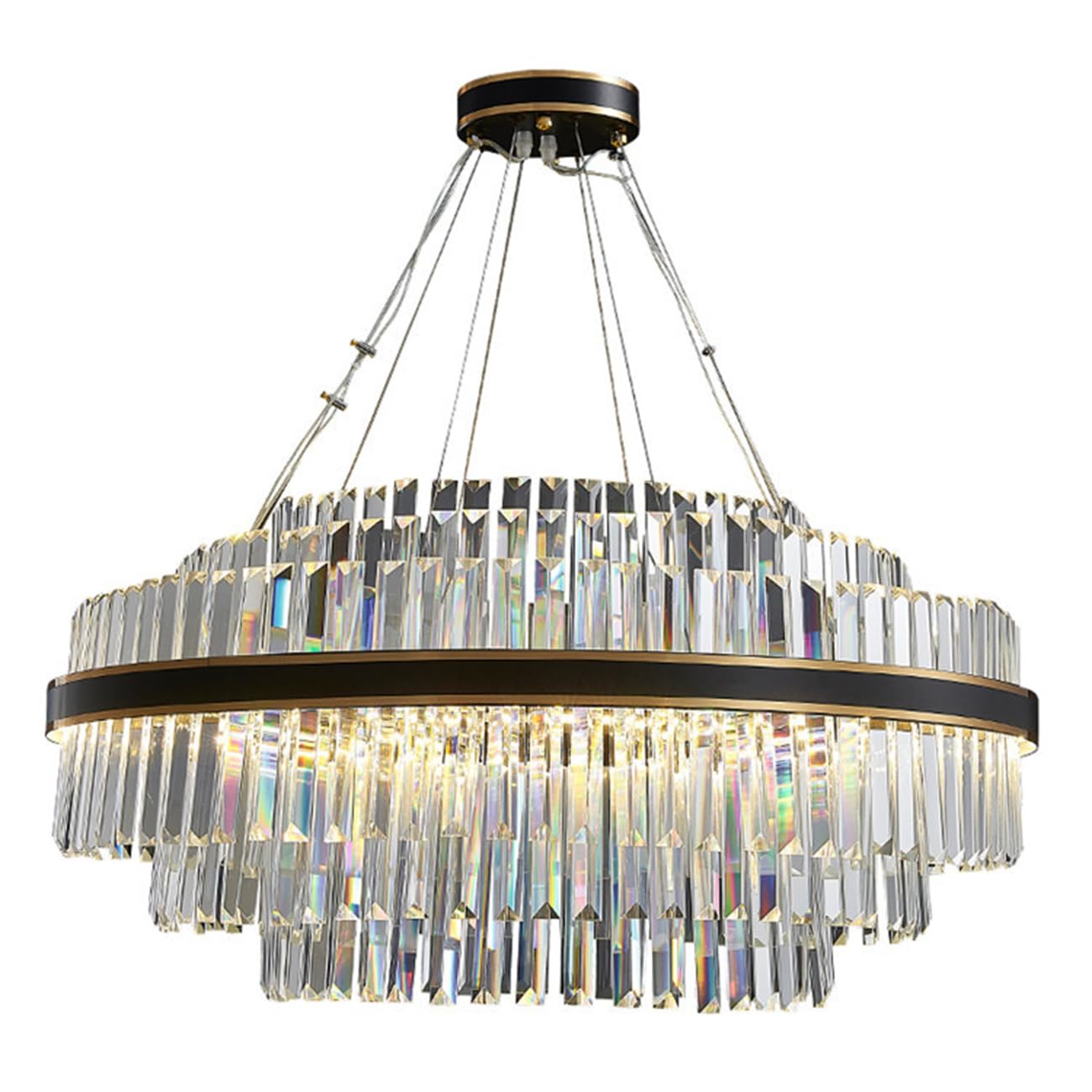 Suspension LED ronde en cristal à intensité réglable trois couleurs pour îlot