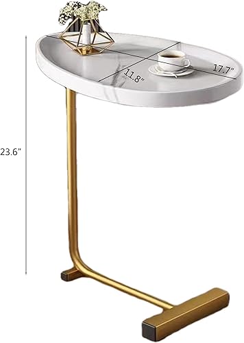 Miniatura 3 de 2 mesas auxiliares en forma de C, mesas auxiliares pequeñas para sala de estar, mesita de noche moderna para dormitorio (blanco)