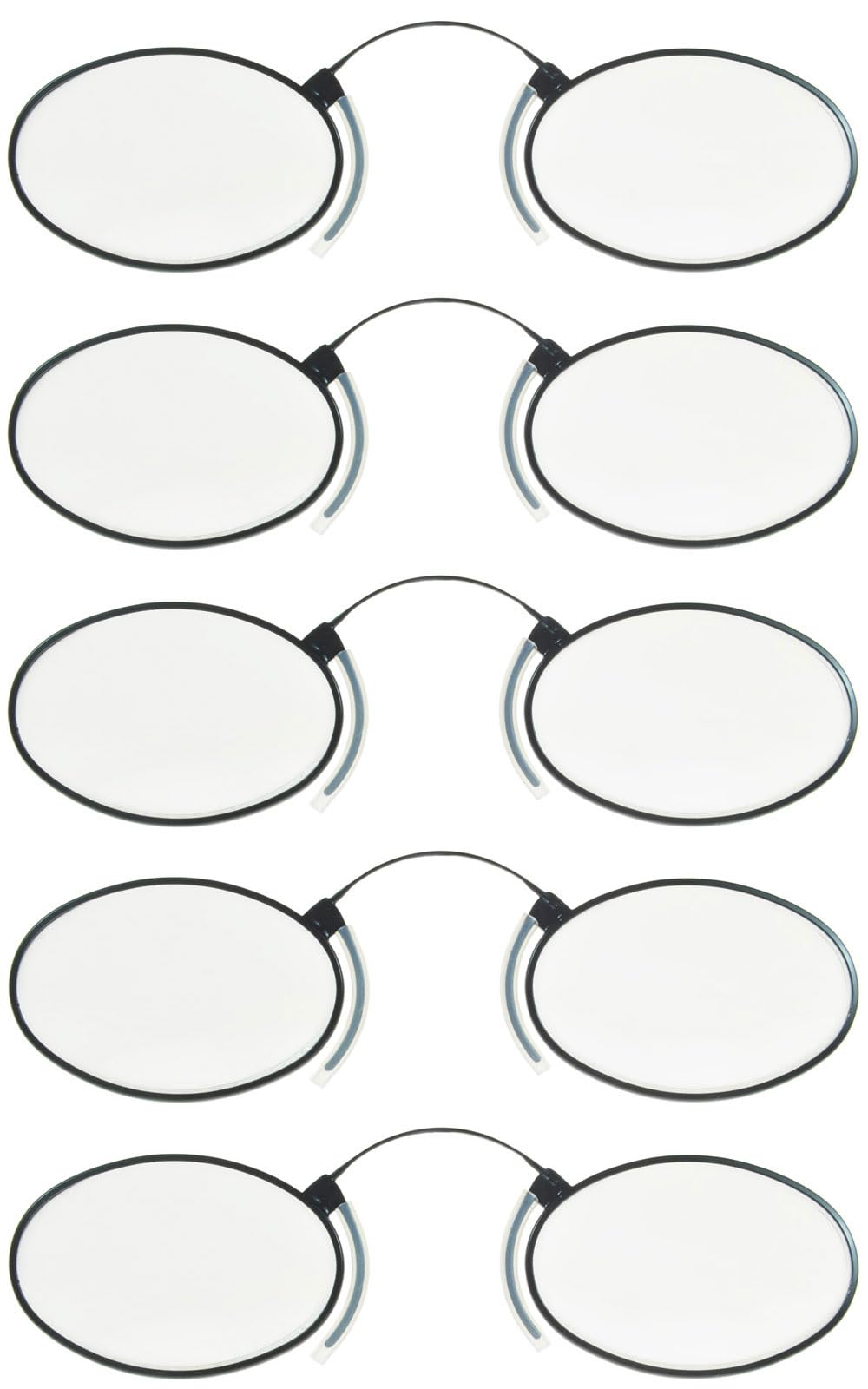 ClipFlipz Pince-Nez 4822 Reading Glasses Oval Nose Reader Magnifiers Metal Medium 5 Pack +2.00
