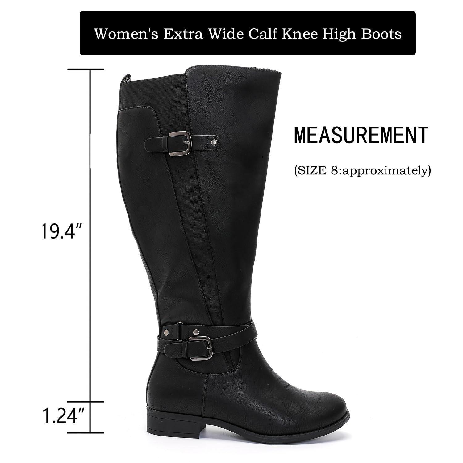 Luoika Women's Extra Wide Calf Knee High Boots, Wide Width Winter Tall