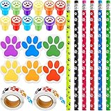 50 Pieces Dog Party Favors Paw Print Stamp Paw Print Self Inking Stamp Puppy Theme Birthday Party...