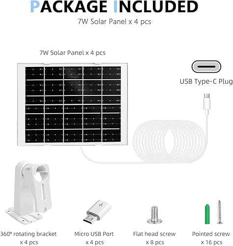 Miniatura 4 de Paquete de 4 cargadores de panel solar de 8 W compatibles con cargador de panel solar Arlo Essential (2 generación) Arlo Essential para exteriores y