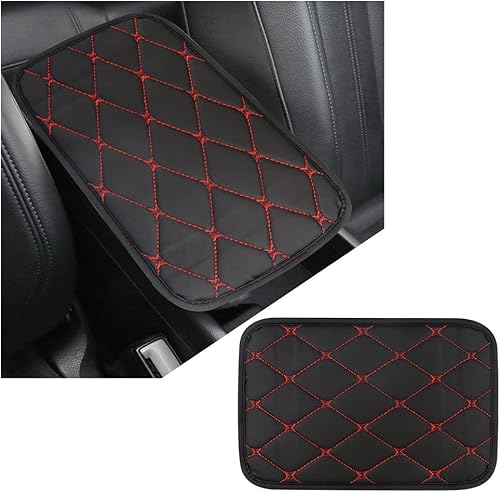 Funda de cuero para reposabrazos de automóvil para protector de consola central de arañazos, bordado rómbico, cojín para reposabrazos de automóvil,