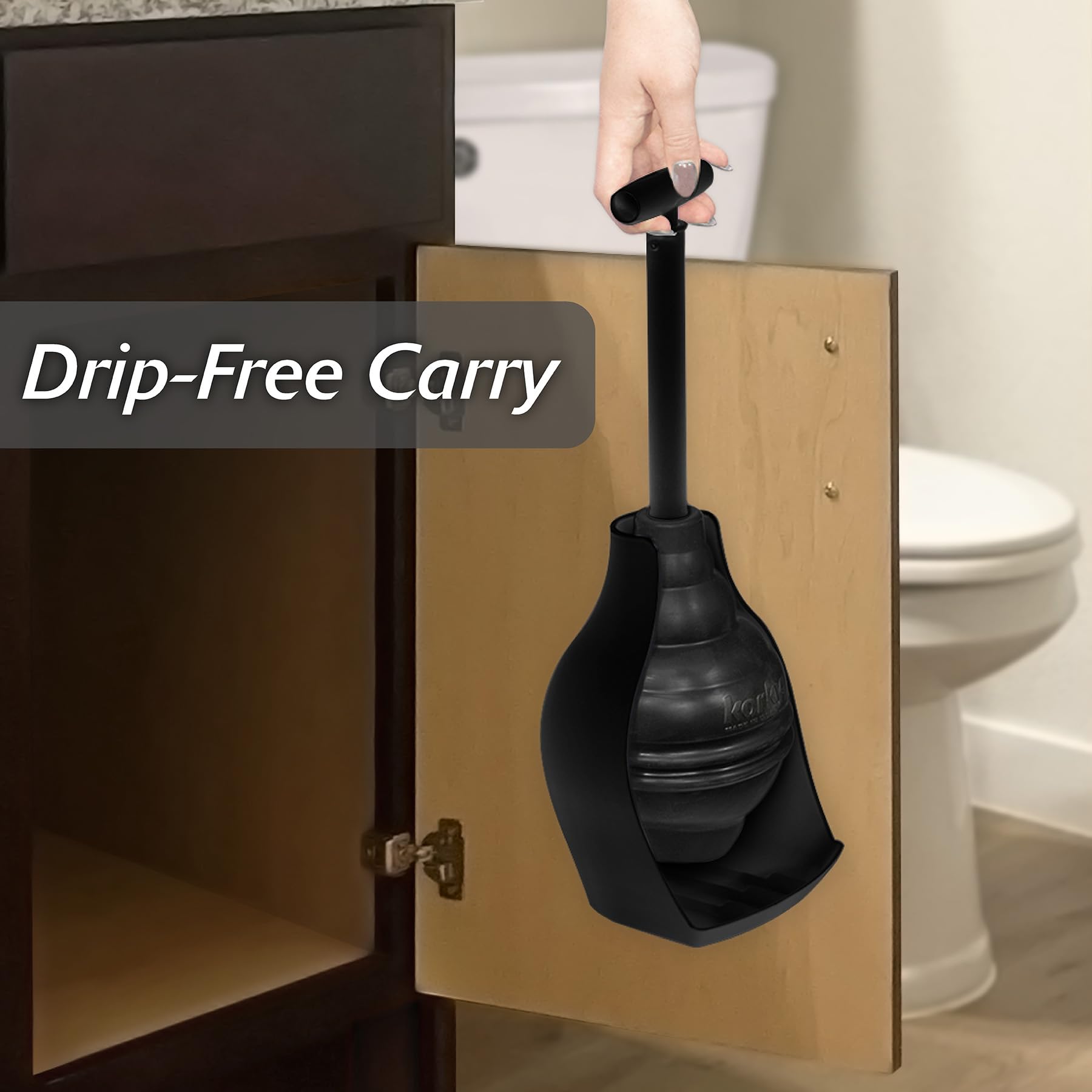 Korky Transporte sin Goteo, Sella Todas Las Formas de Cuenco, Potente eliminación de obstrucciones, 97-5B, Negro