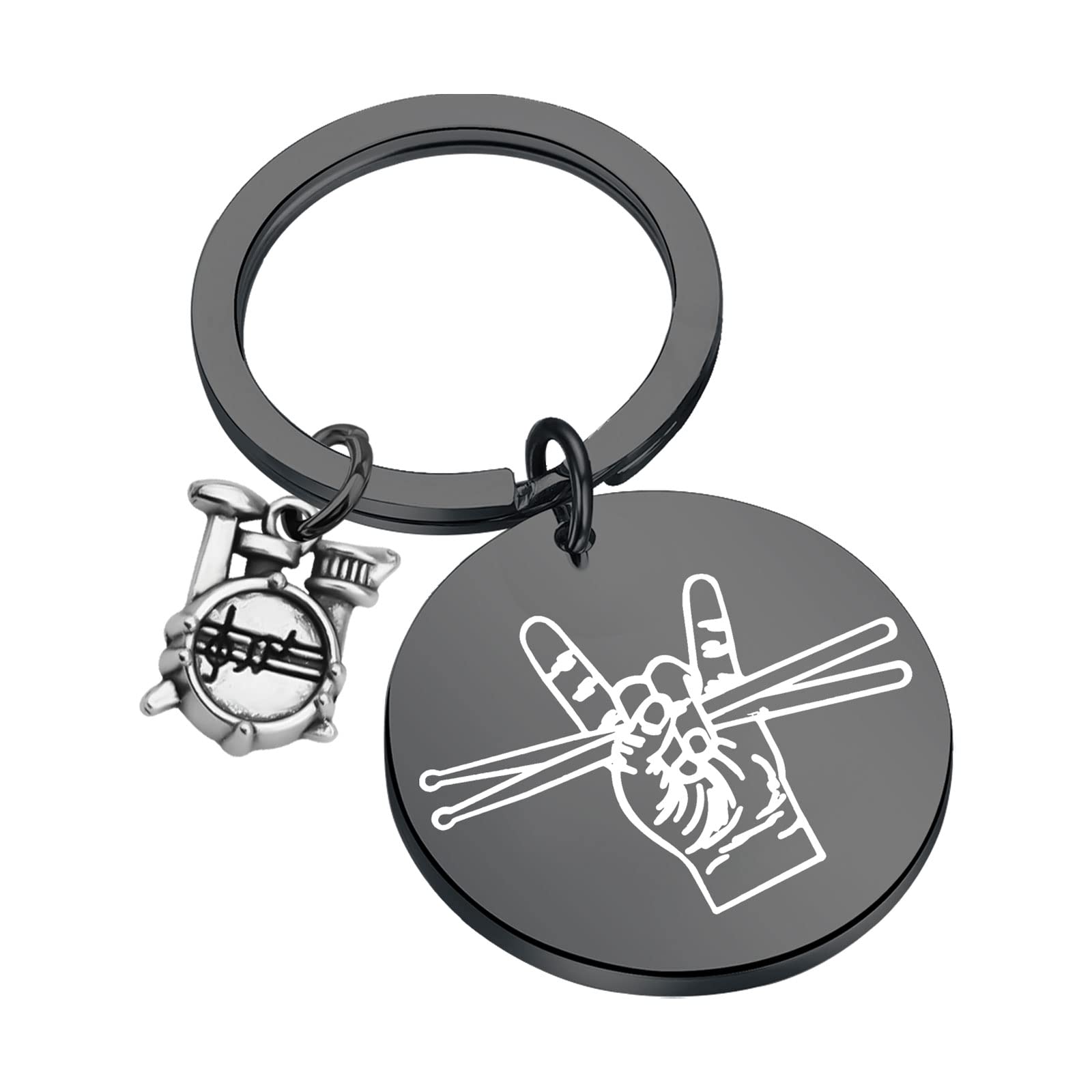 PLITI Porte-clés pour batteur - Cadeau pour musicien - Baguette et kit de batterie - Bijoux de percussion - Cadeau pour batteur - Cadeau pour percussionniste