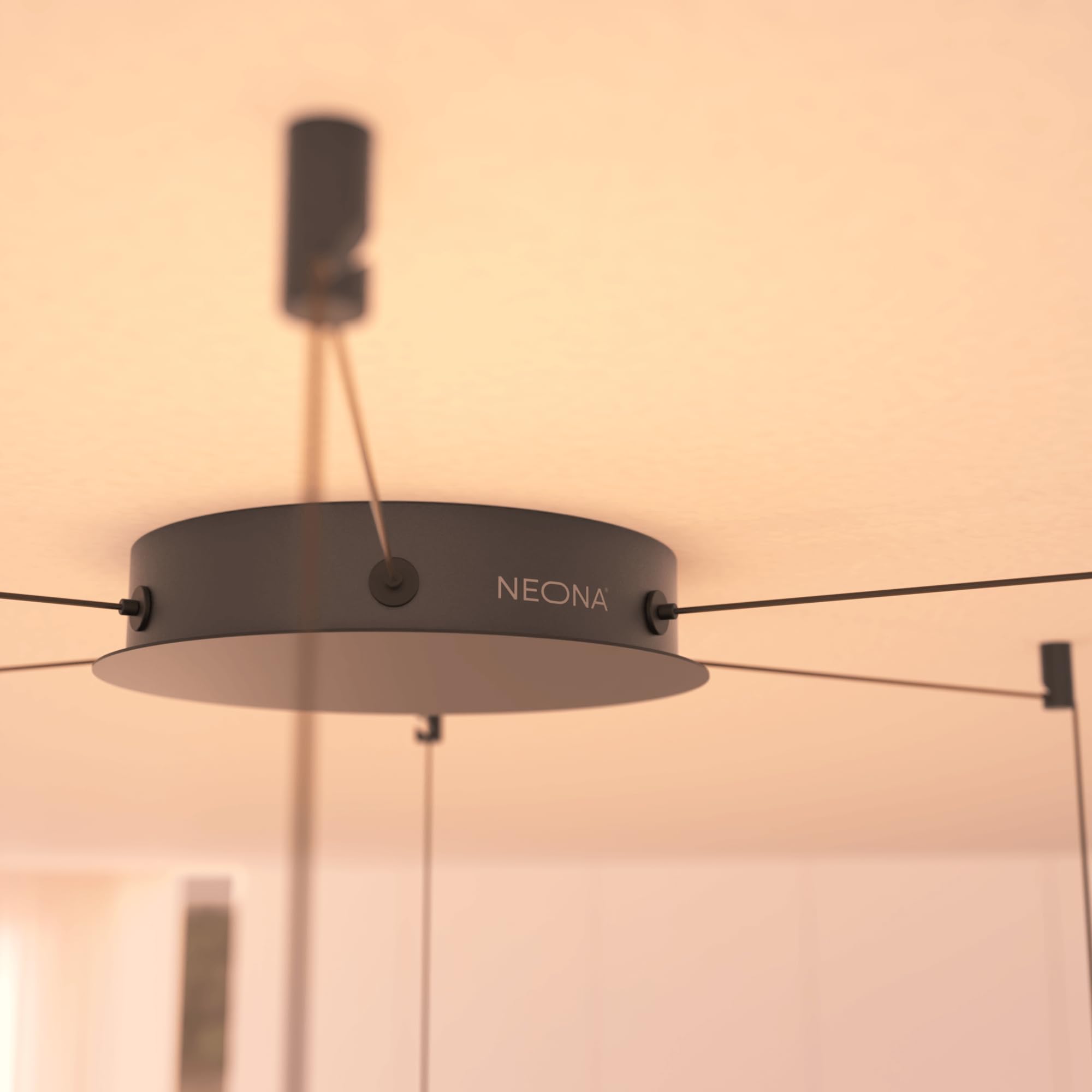 NEONA SOMOS LED Pendelleuchte 6-flammig mundgeblasenes Glas – Hängeleuchte Esstisch dimmbar, warmweiß 2700K, 23W, 2100lm, höhenverstellbar (Schwarz)