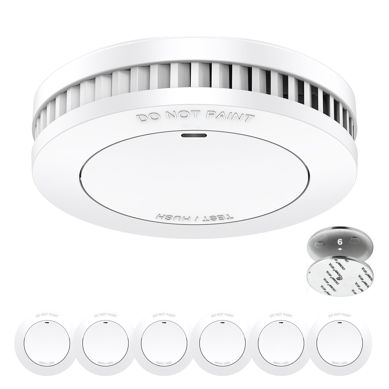 XINDUM Detector de Humo 10 años,Detector de Humos para casa sin LED Parpadeante,Detector de Humo EN 14604,6Pieza Blanco