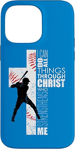 iPhone 14 Pro Max - Funda para teléfono con texto en inglés "Cross Biblia", regalos de béisbol cristiano