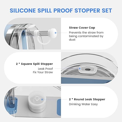 Miniatura 8 de 11 piezas para accesorios de copa Stanley, 2 botas de silicona para taza Stanley de 40 onzas, 6 tapones de silicona a prueba de derrames, 2 tapas de