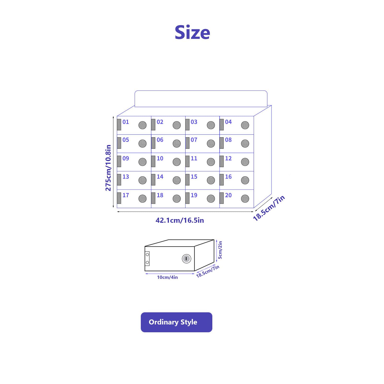 Handy-Schließfach mit Schlössern und Briefschlitz, Mini-Aufbewahrungsschrank für Klassenzimmer, Büro, Fabrik, Labor, 20 Fächer, Handy-Schließfächer, Schlüssel im Lieferum,20-grids