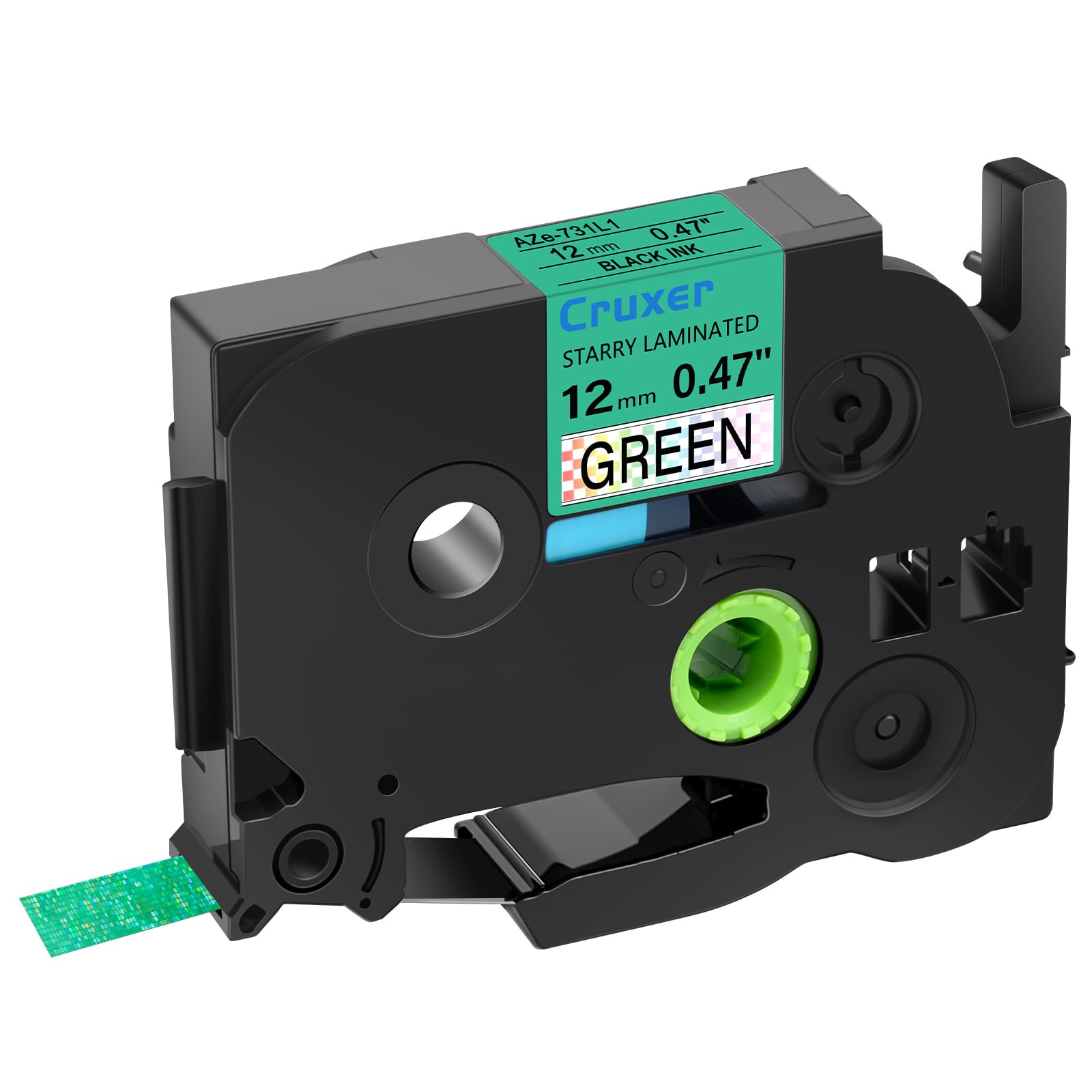Cruxer Lot de 40 Ruban compatible P-touch TZe-731L1 Noir sur Vert 12 mm