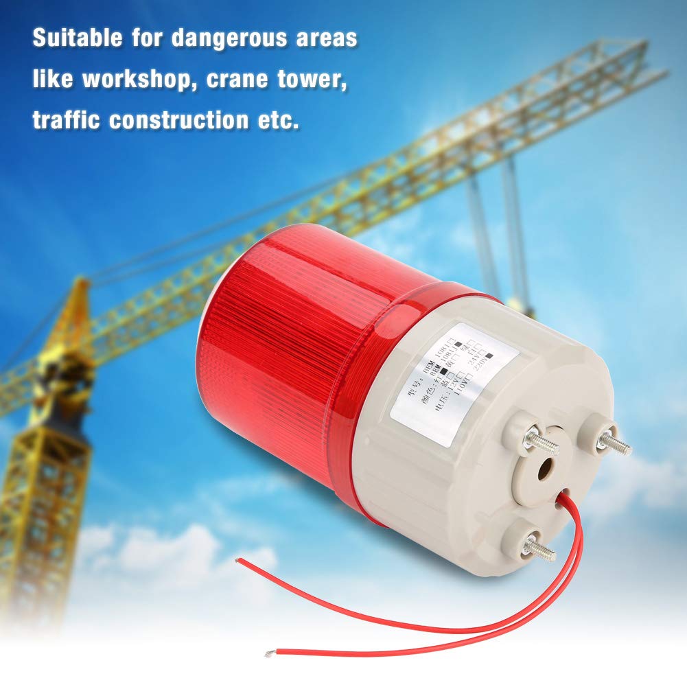 Segnalatore Luminoso a LED con Allarme Sonoro, 220V, Rosso, 100dB, 20W, 8x8x15cm, Spia Rotante di Sicurezza per Cantiere