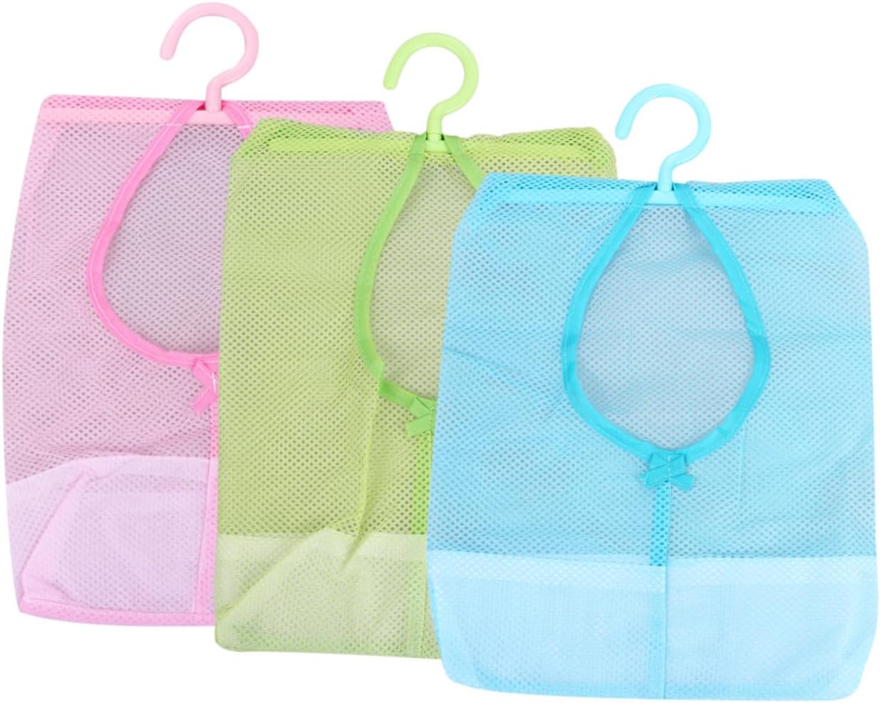 SOLUSTRE 3pcs Multifunctional Drying Net Bag for Pillows and Toys Breathable Hanging Storage for Home and Balcony Green