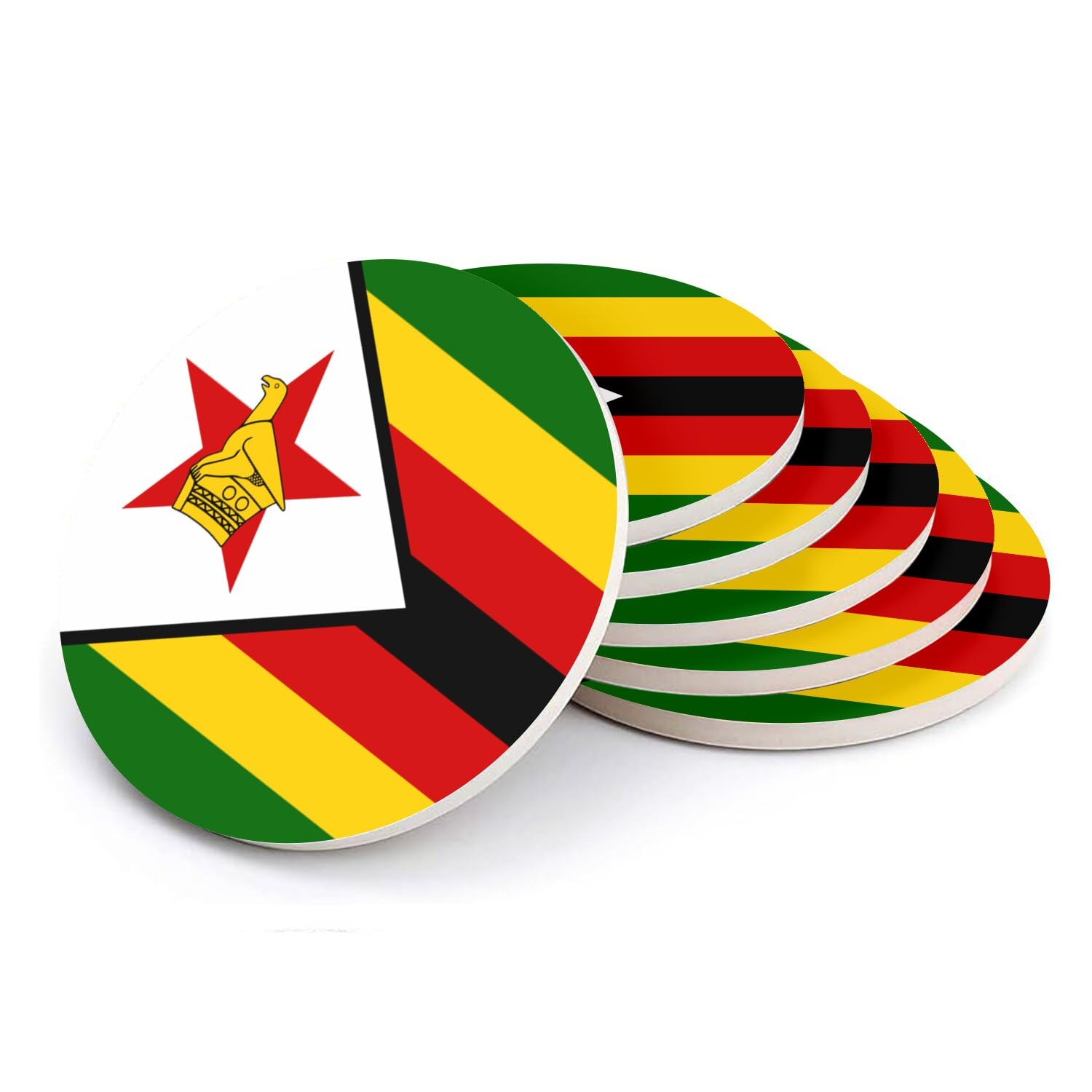 Sous-verre ronds en céramique Zimbabwe foot pour apéro entre supporters et match entre amis