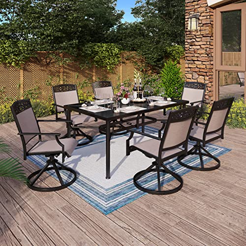 Mfstudio Cast Aluminum Frame Patio Sling Dining Swivel Chairs Set Of 2, Outdoor Textilene Furniture For Lawn Garden Backyard #TOP1