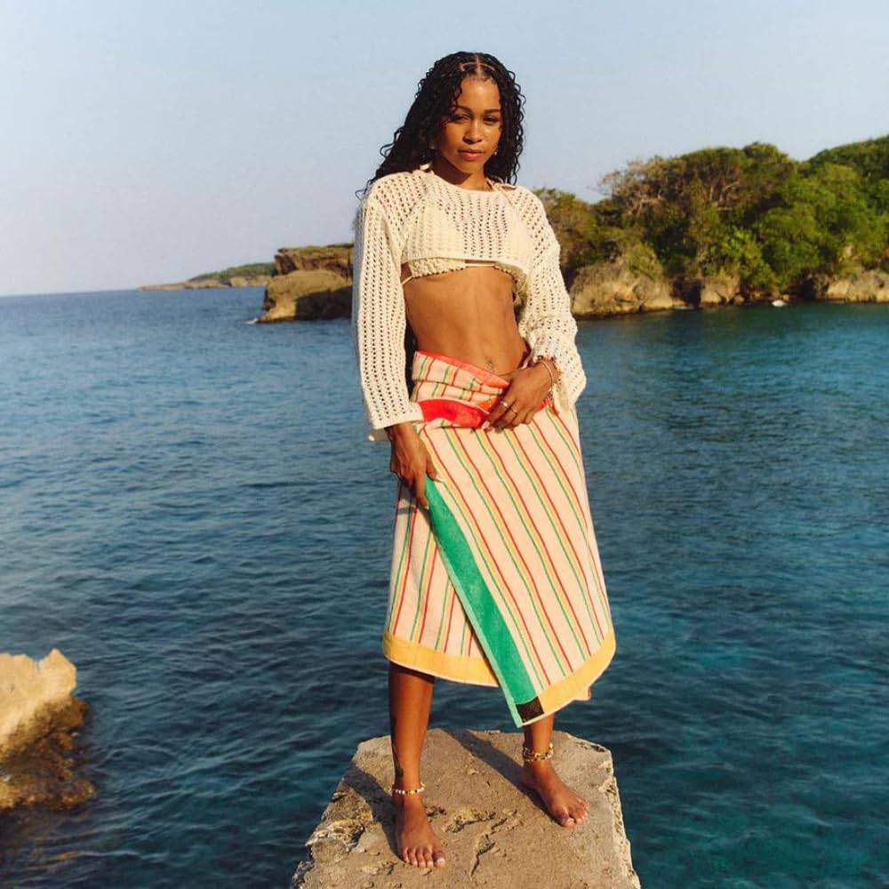 Slowtide x Bob Marley, Jammin Woven Towel, 100% Cotton – Thick, Soft & Highly Absorbent, Premium Beach Towel – 30 x 60 Inches