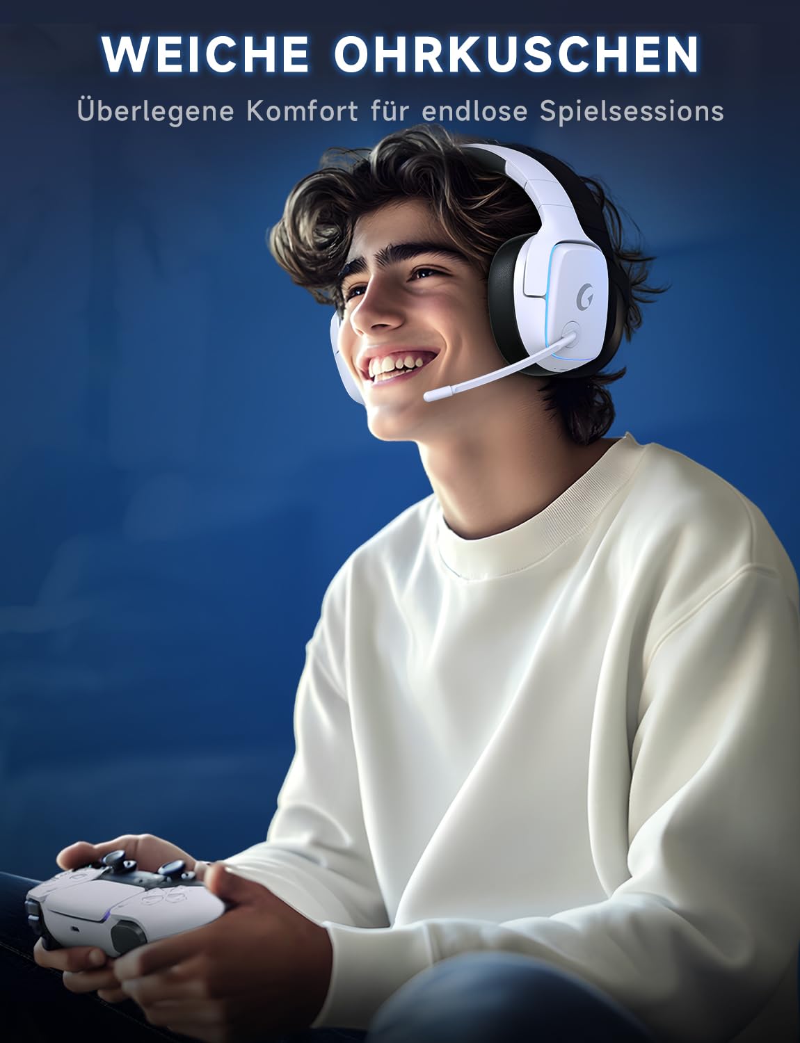 Wireless Gaming Headset mit Mikrofon für PS5/PS4/PC/Switch/Mac, 2.4GHz & BT 5.3, Noise Cancelling Mic, 7.1 Surround, 70H Akku, RGB, Faltbar