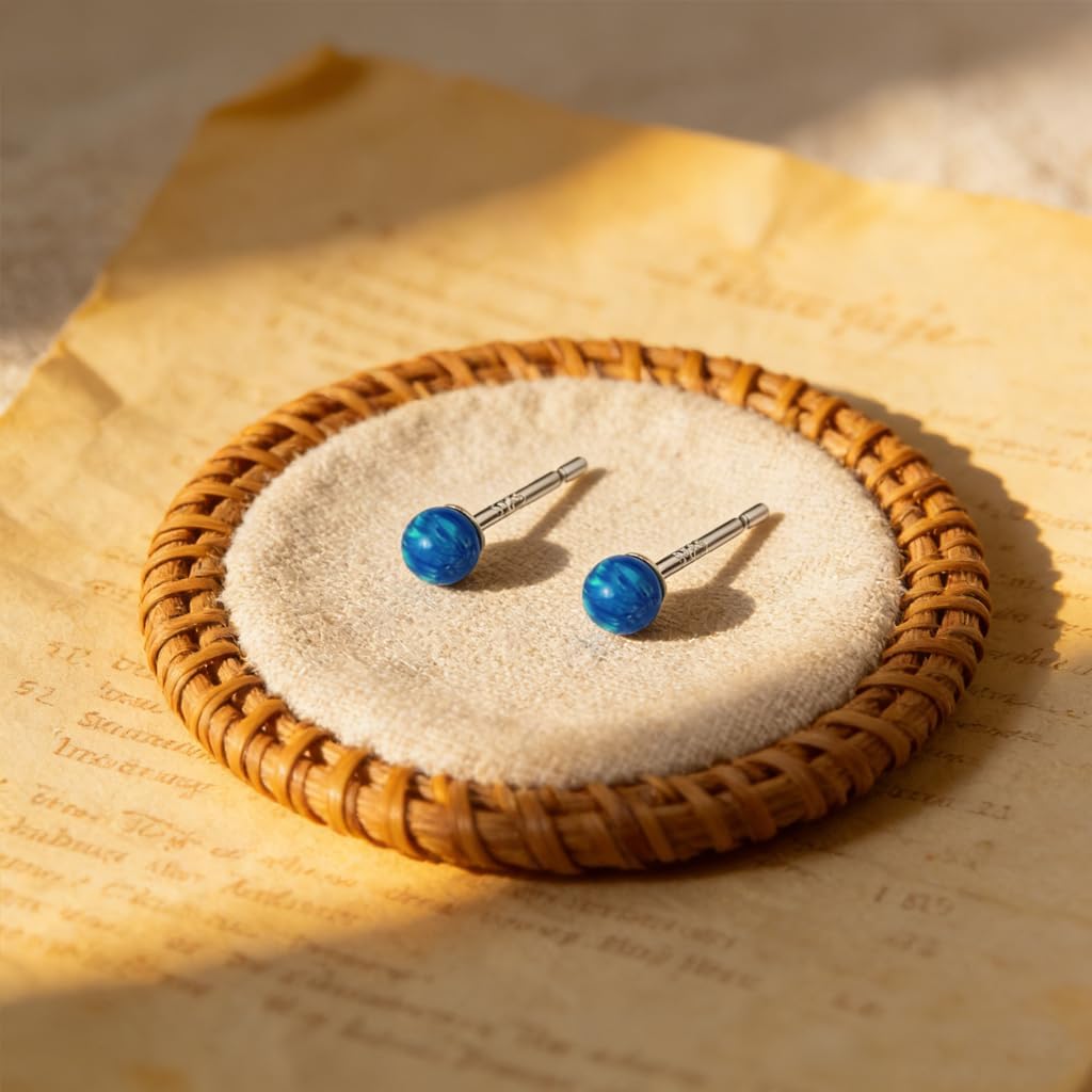 Prismata Gemstone Stud Earrings 925 Sterling Silver Natural Stone Opal/Onyx/Agate/Lapis Lazuli/Malachite Earrings Stud Western Boho Jewelry Gifts for Women - Image 2