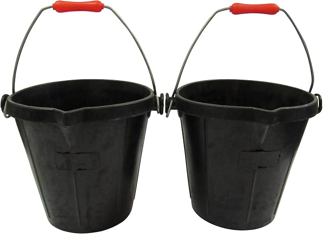 SecureFix Direct Flexible Heavy Duty Rubber Bucket 14L X2 (Large Horse Feed Builders Tub), Black