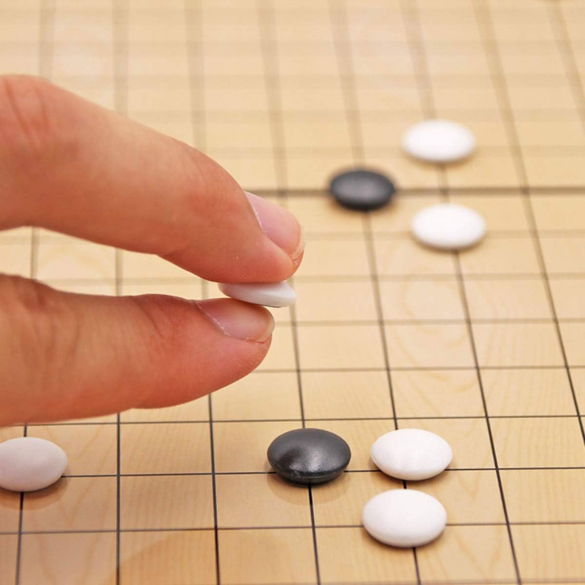 Set di scacchi magnetico Go Gomoku, gioco portatile con singole pietre convesse in plastica, strategia classica cinese for bambini e adulti scacchiera portatile(25 * 25 * 2cm)